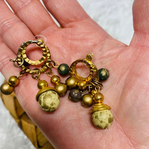 Vintage Gold Boho Drop Chandelier Earrings 2.7"5" - Picture 3 of 3